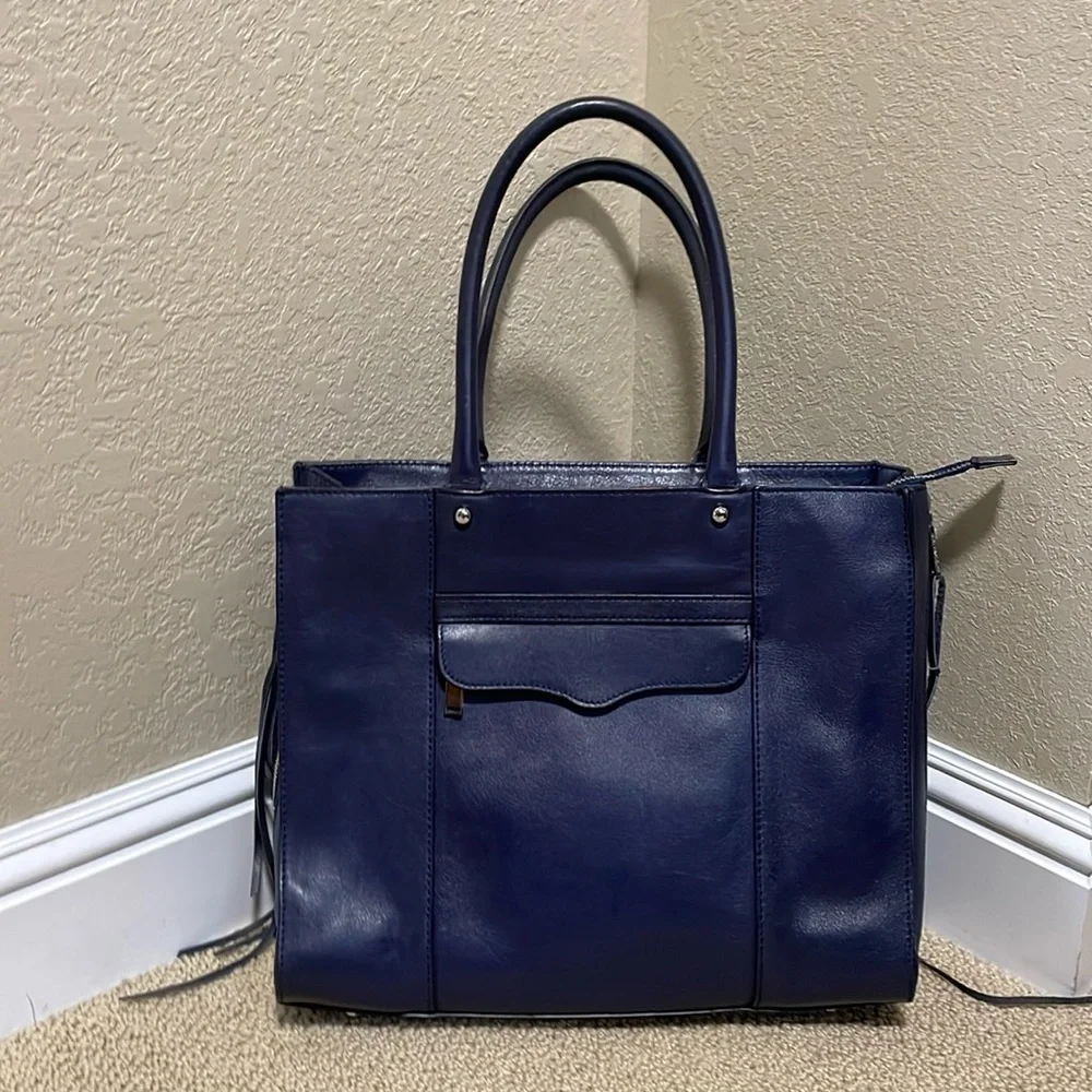 Amazing Stylish Blue Leather Rebecca Minkoff Medium Tote